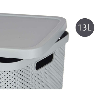 Storage Box with Lid Grey Plastic (28 x 15 x 39 cm)