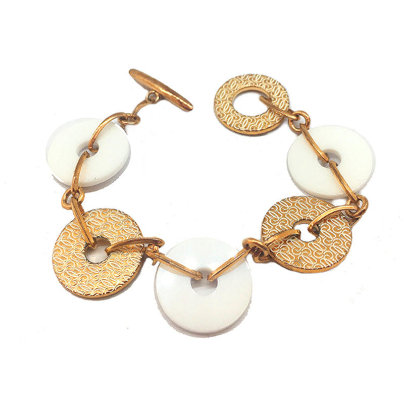 Bracciale Donna Guess CWB10902 Acciaio Ceramica Bianca Acciaio Dorato/Ceramica (21 cm)