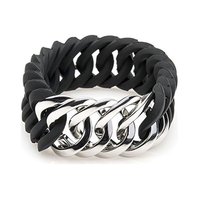 Bracciale TheRubz 100174 Silicone Nero Acciaio inossidabile Argento Acciaio/Silicone