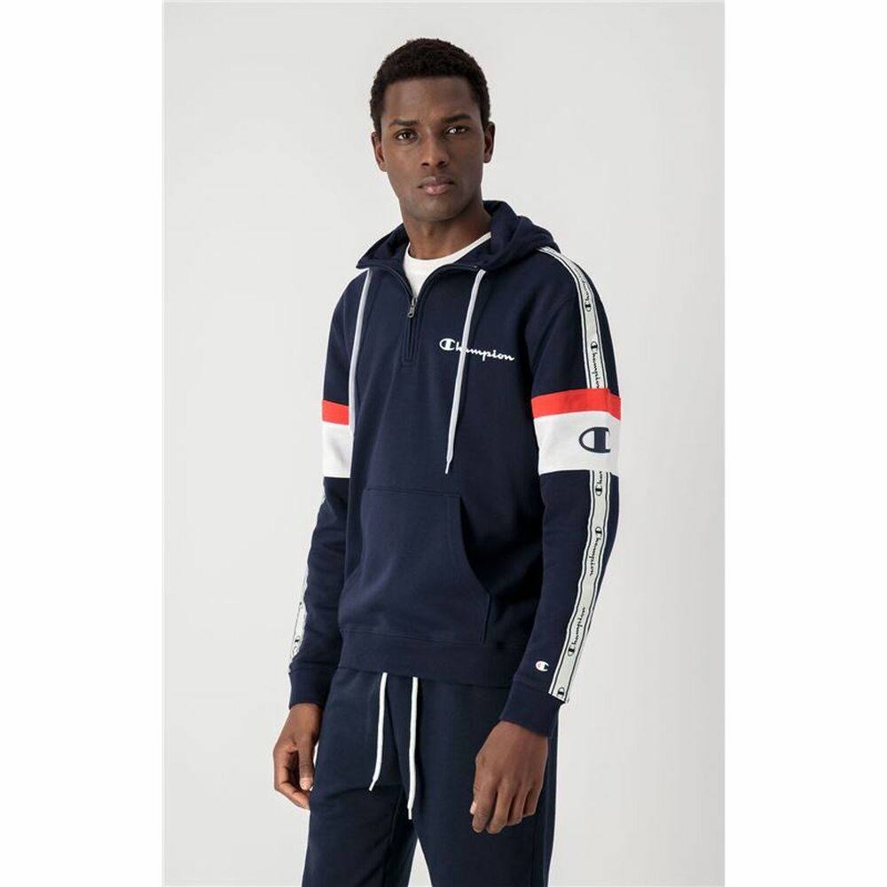 Felpa con cappuccio da uomo Champion Arm Stripe M Blu navy