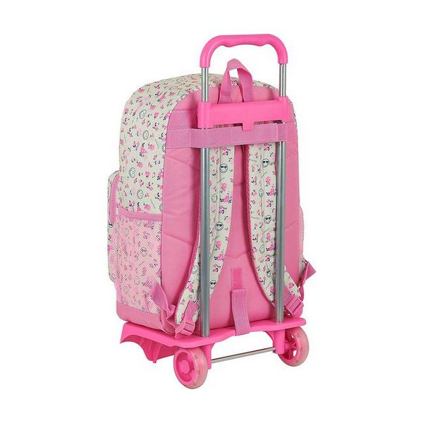 School Rucksack with Wheels 905 Smiley World Garden White Pink