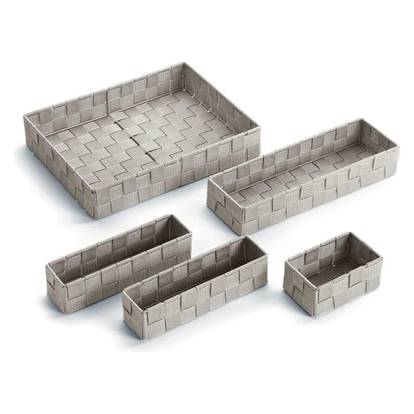 Set di scatole portaoggetti impilabili in tessuto (5 pezzi) (6 x 34 x 26 cm)