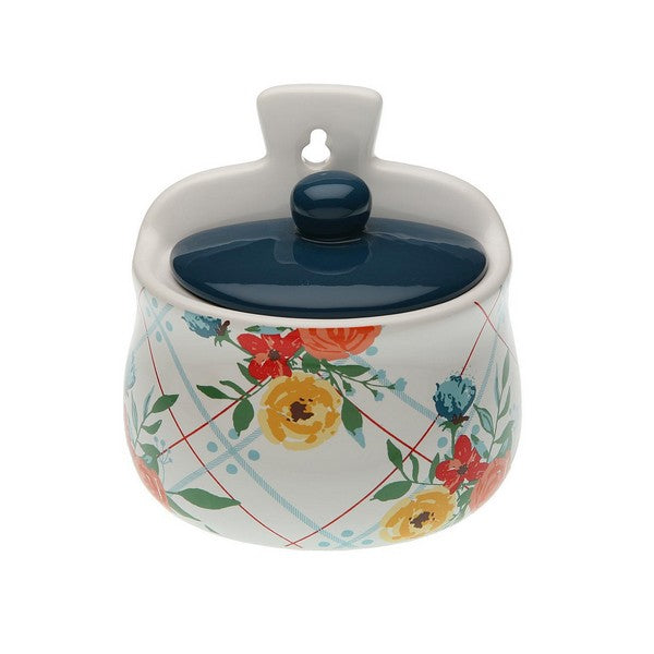 Saliera con Coperchio in Ceramica Fiori Viva