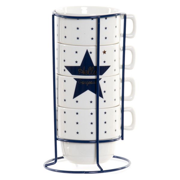 Set tazze da caffè DKD Home Decor Star (200 ml) (4 pezzi)