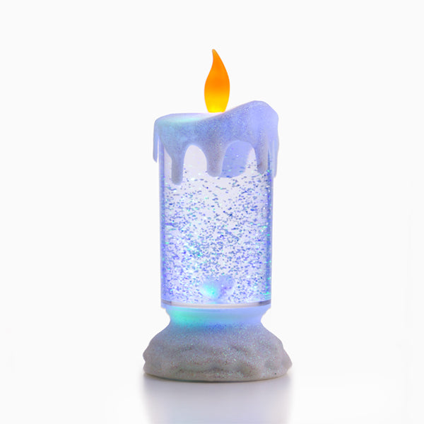 Candela LED Multicolor Homania con Liquido in movimento e Glitter
