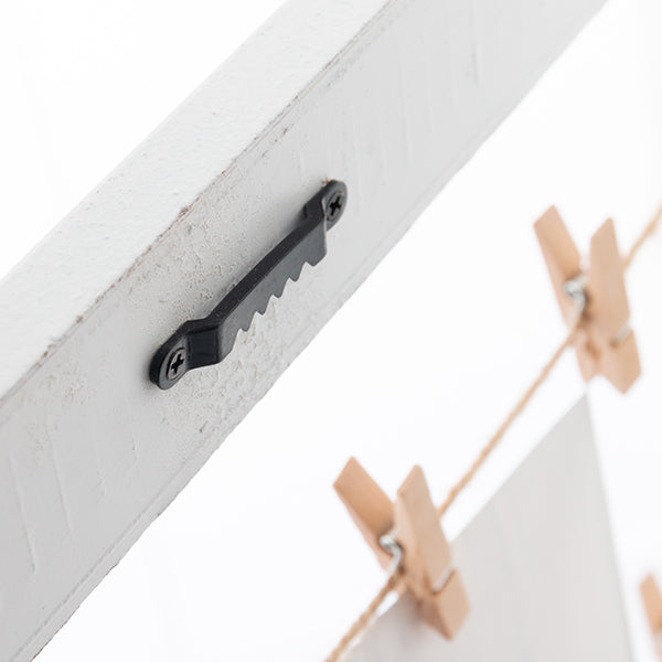 Cornice per foto e appunti in legno con stendibiancheria (38 x 48)