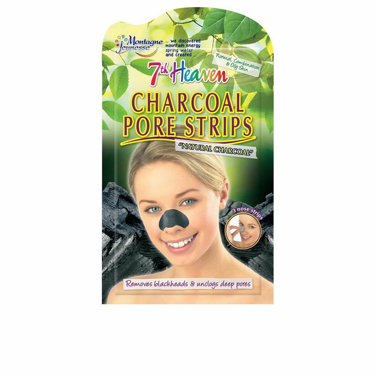 Pore Cleaning Strips 7th Heaven 7NPST-A2E Charcoal (3 uds)