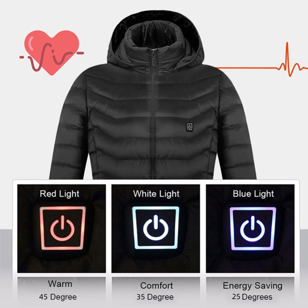 Introducing our Men's Heated Jacket: a USB-powered, electrically-heated winter coat crafted with premium cotton. Stay warm and comfortable with cutting-edge thermal technology, perfect for the chilly season.