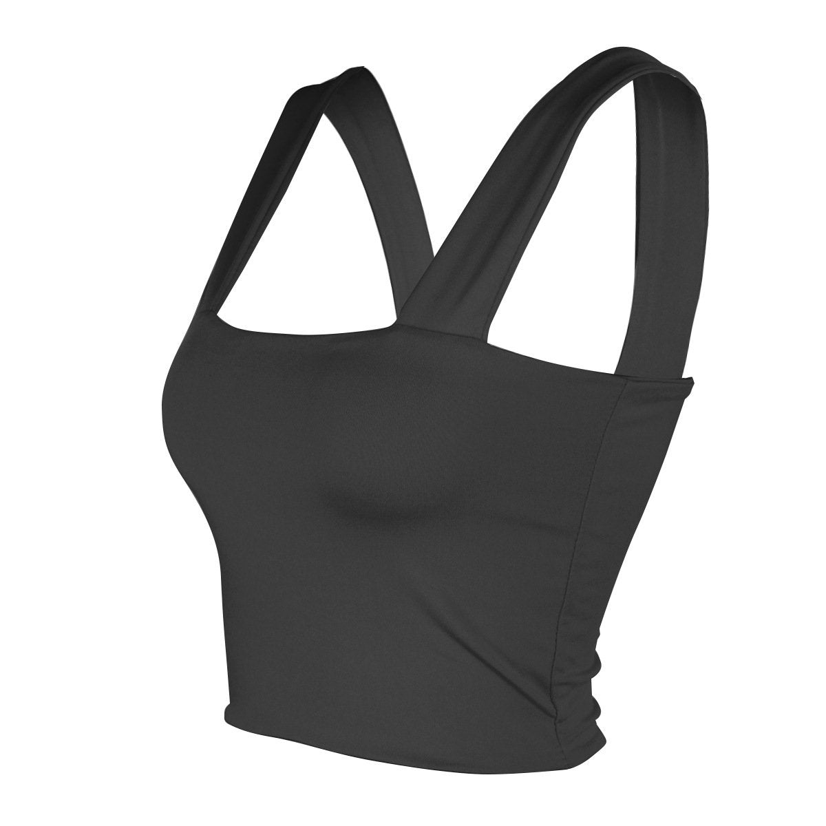 Canotta corta elasticizzata senza maniche tinta unita estiva sexy da donna