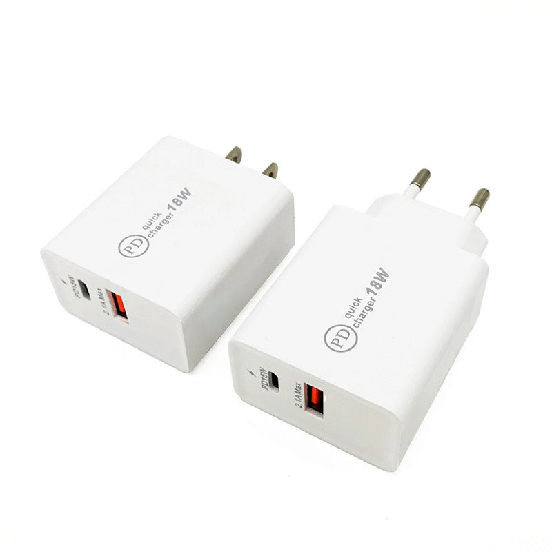 18W USB-C Fast Charge USB Type-C PD Charger EU US Plug Fast Charging Adapter