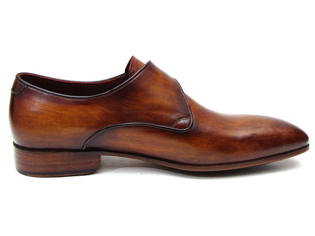 Paul Parkman Monkstraps singoli da uomo in pelle marrone (ID#69V5E)