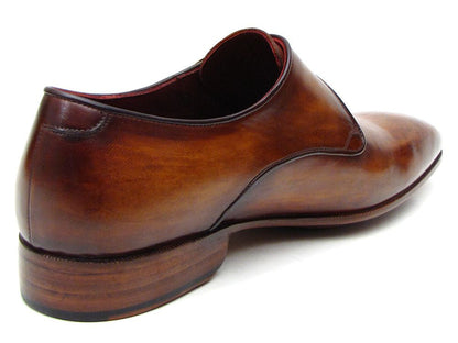 Paul Parkman Monkstraps singoli da uomo in pelle marrone (ID#69V5E)