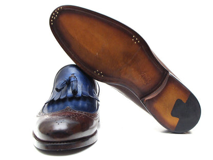 Paul Parkman Mocassino Kiltie con nappe marrone scuro e blu scuro (ID#KT44BN)