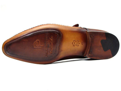 Paul Parkman Monkstraps singoli da uomo in pelle marrone (ID#69V5E)