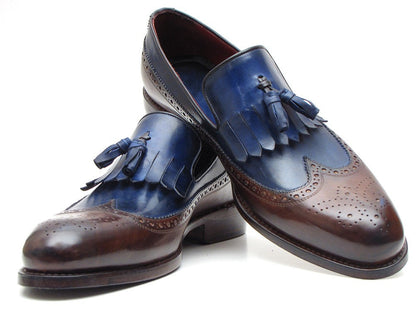 Paul Parkman Mocassino Kiltie con nappe marrone scuro e blu scuro (ID#KT44BN)