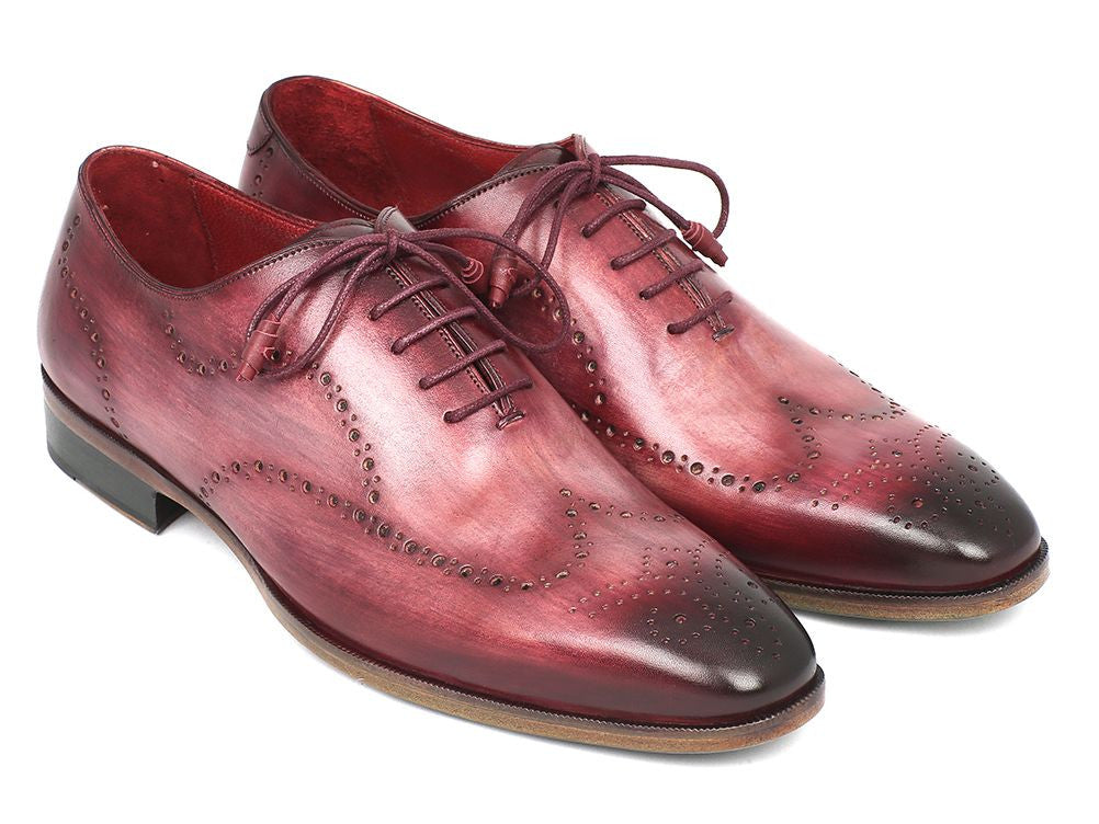 Paul Parkman Oxford Wingtip Pelle di vitello dipinta a mano bordeaux