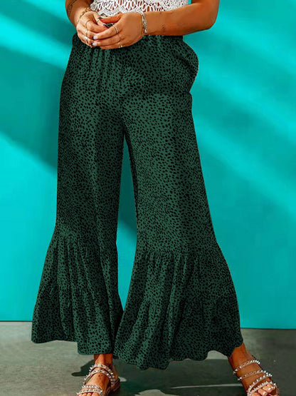 Pantaloni da donna leopardati Pantaloni svasati con pieghe larghe femminili 