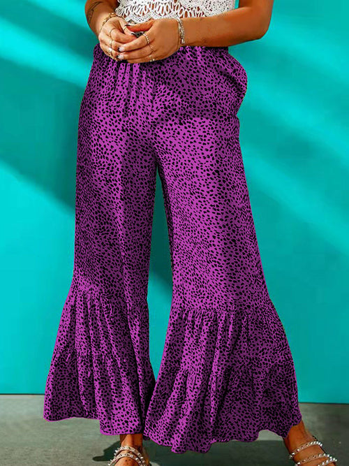 Pantaloni da donna leopardati Pantaloni svasati con pieghe larghe femminili 