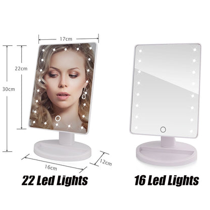 Specchio per trucco touch screen con 22 luci LED