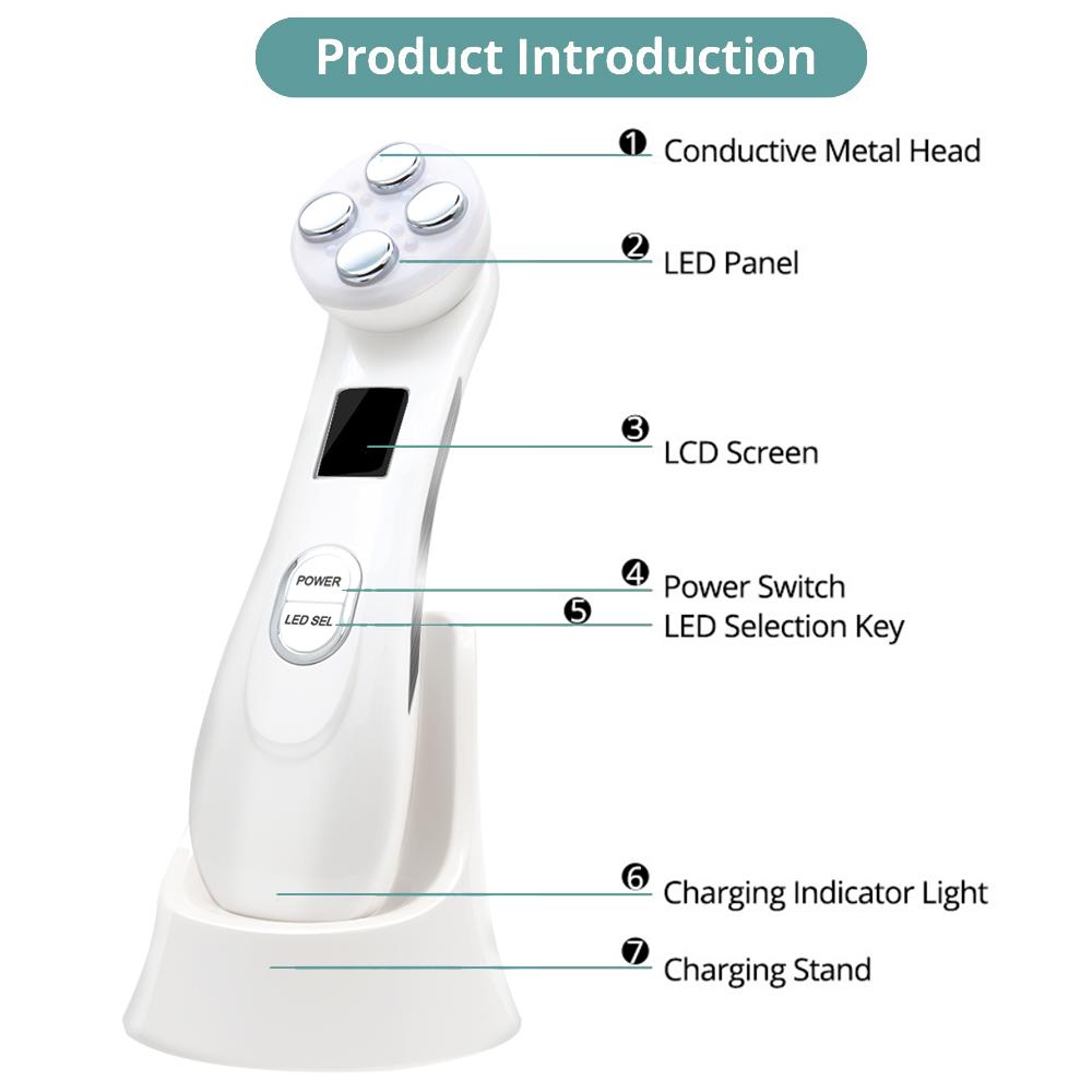 Mesoterapia facciale LED Photon Massaggiatore per la cura della pelle per la rimozione delle rughe del viso
