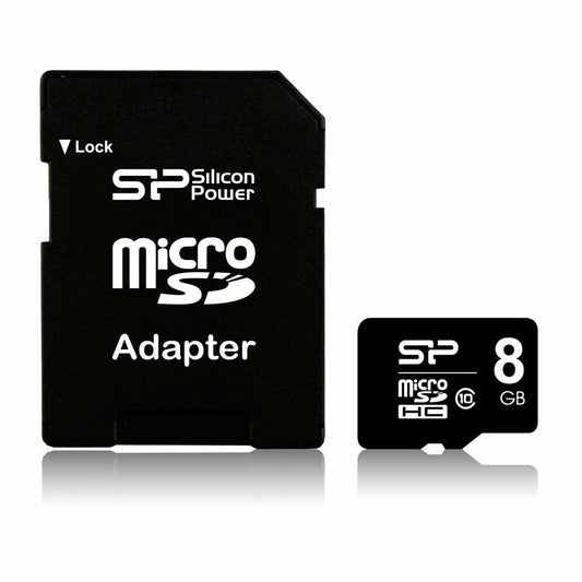 Micro SD Memory Card with Adaptor Silicon Power SP008GBSTHBU1V10SP 8 GB