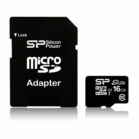 Scheda Di Memoria Micro SD con Adattatore Silicon Power SP016GBSTHBU1V10SP 16 GB