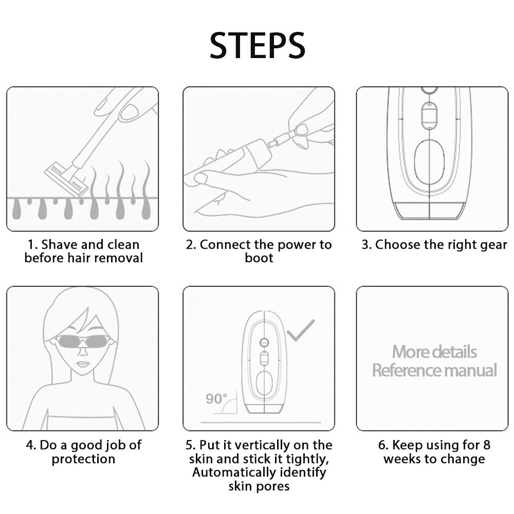 Epilatore per depilazione laser indolore, protetto e intelligente (spina americana)