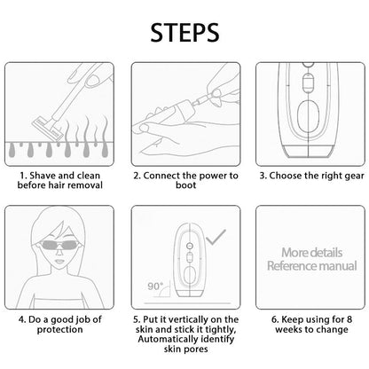 Epilatore per depilazione laser indolore, protetto e intelligente (spina americana)