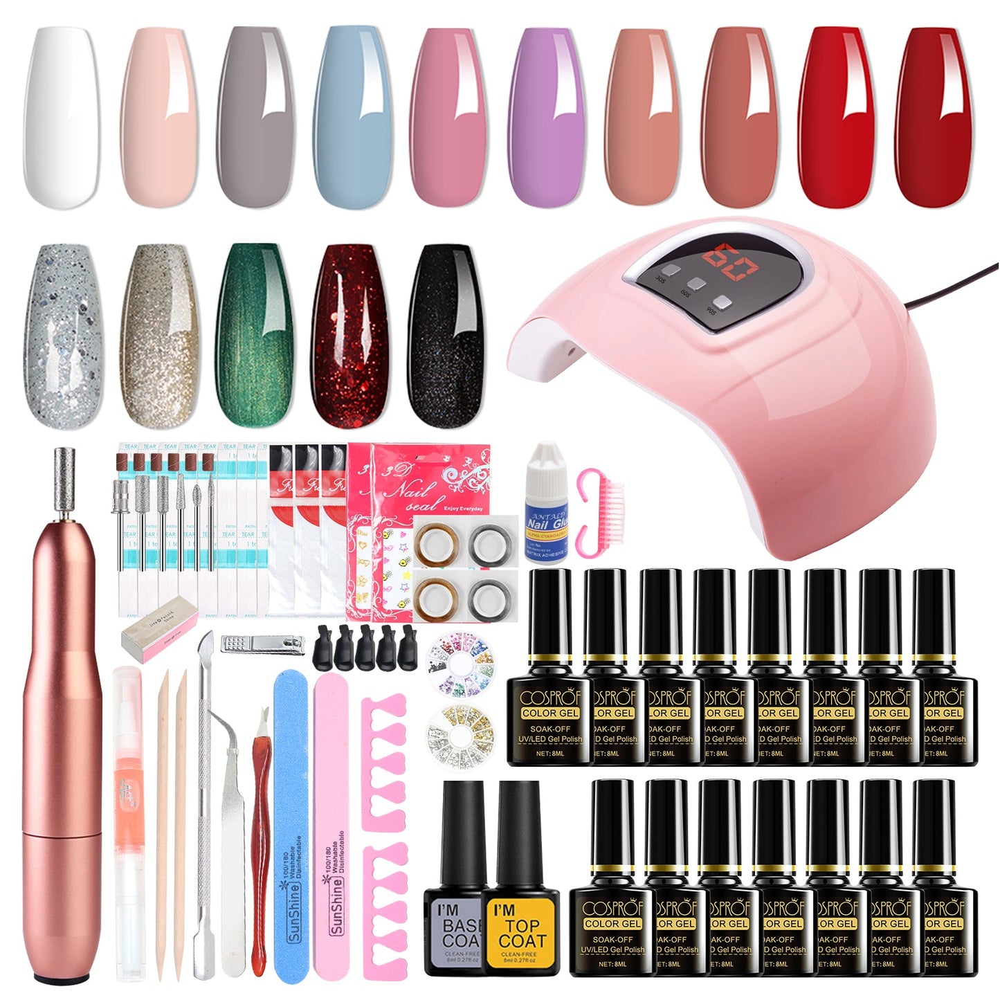 6-in-1 Nail Drill Bit Set Nail Polish Set Salon DIY Home Gel Nail