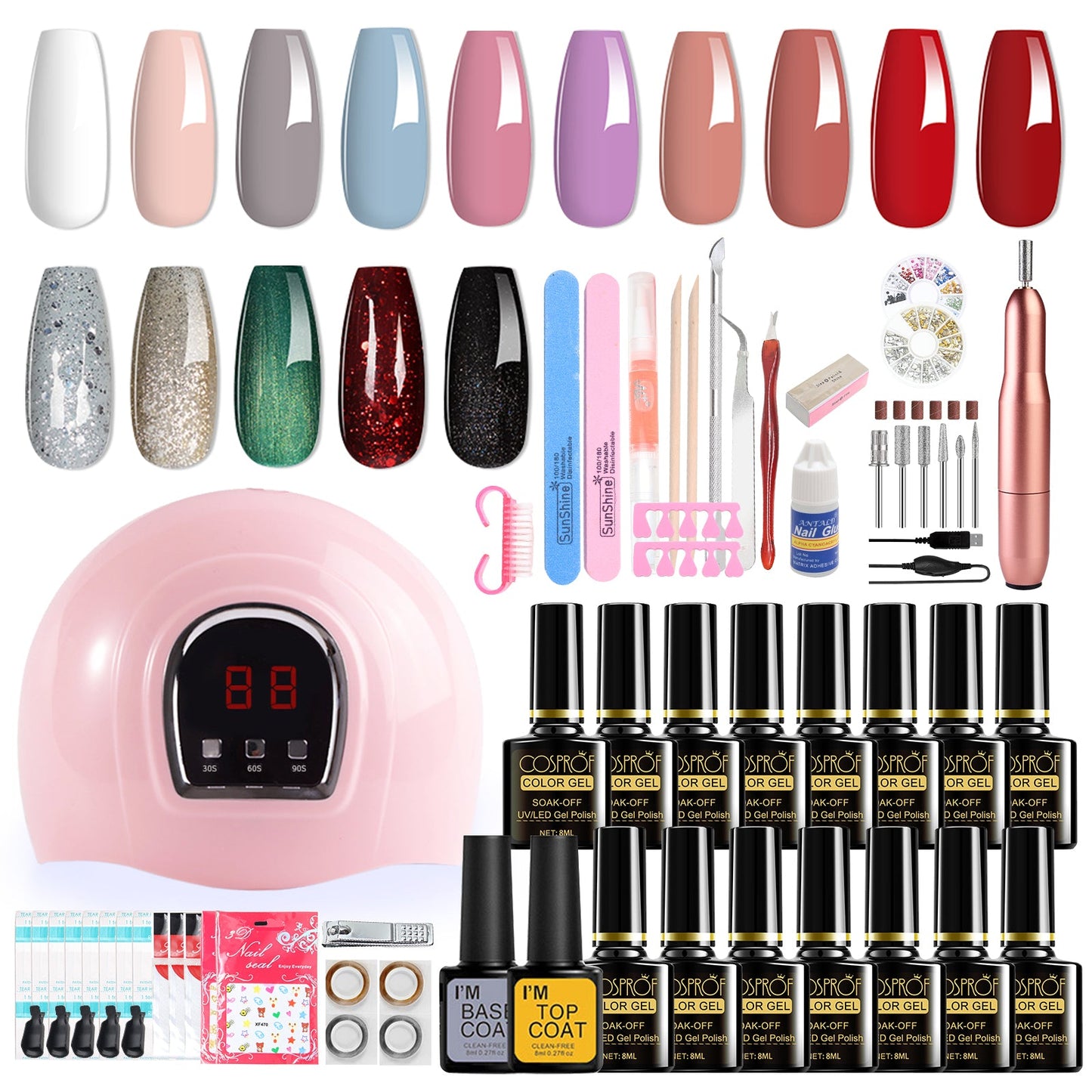 6-in-1 Nail Drill Bit Set Nail Polish Set Salon DIY Home Gel Nail