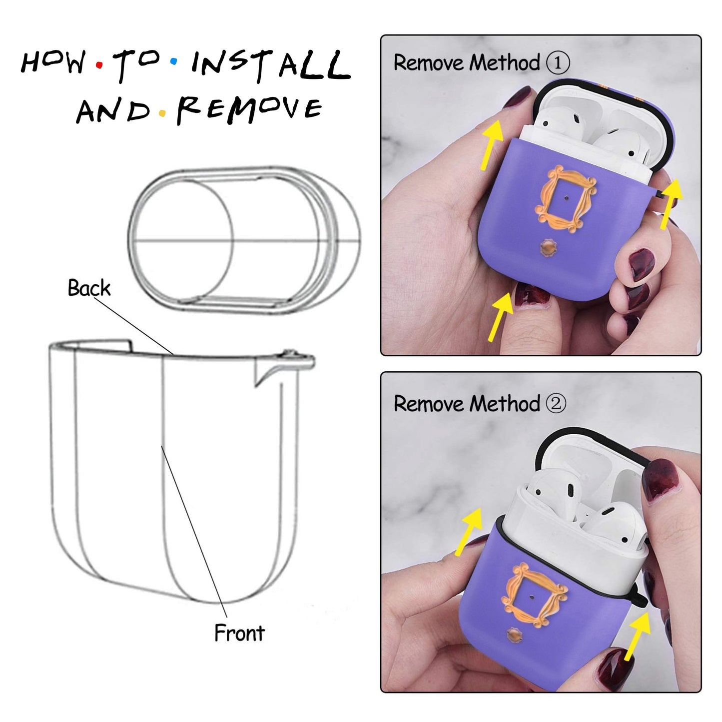 AMICI Custodia per AirPods 1 e 2 con porta viola 