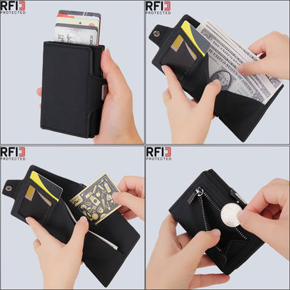 Zip Coin Clip Carbon Fiber Metal Card Holder