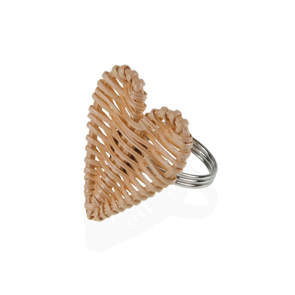 Napkin ring Versa Metal Rattan 5,3 x 4,7 x 5,3 cm Heart