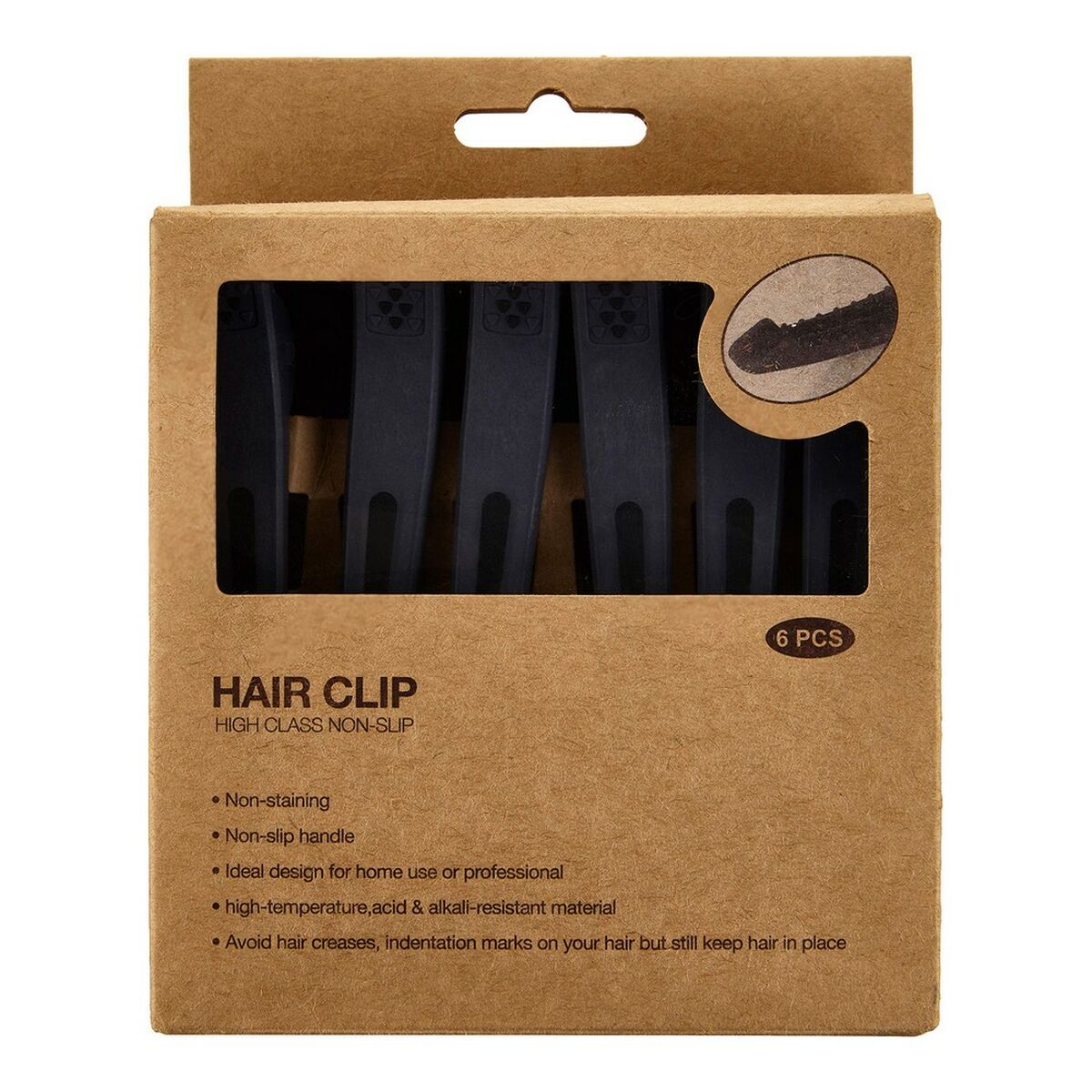 Hair clips Eurostil Caja 6 Grey Non-slip (6 uds)