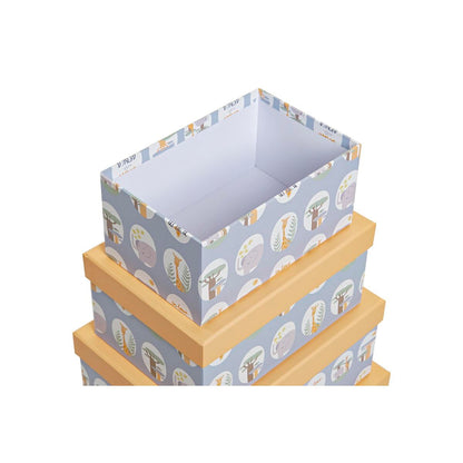 Set of Stackable Organising Boxes DKD Home Decor animals Blue Cardboard (43,5 x 33,5 x 15,5 cm)