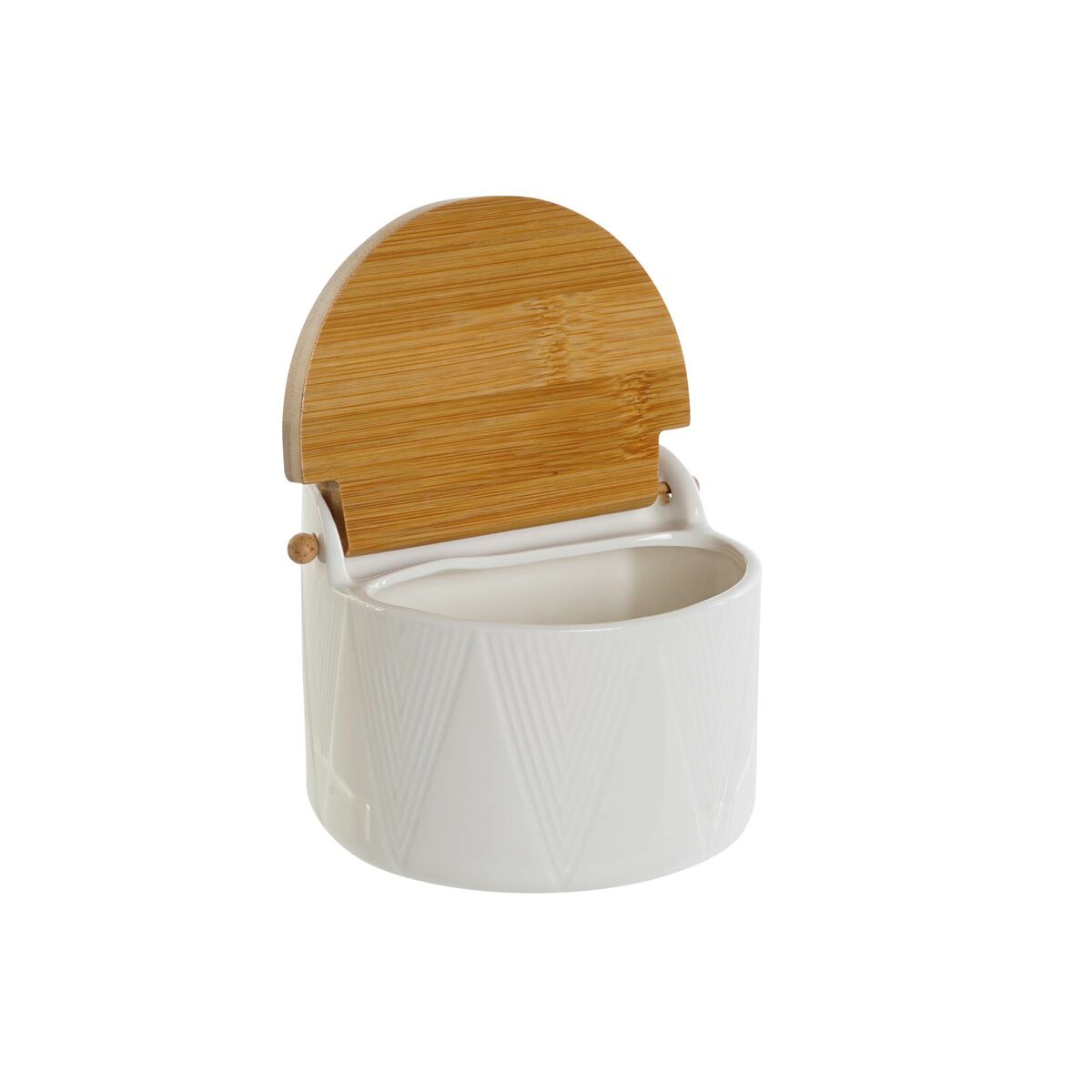 Salt Shaker with Lid DKD Home Decor White Natural Bamboo Porcelain 12 x 10 x 11 cm