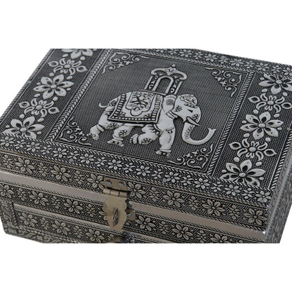 Jewelry box DKD Home Decor Silver Sky blue Wood Aluminium 17,5 x 12,5 x 8,5 cm