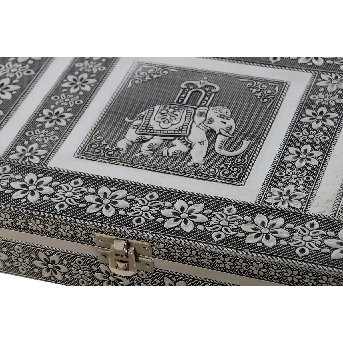 Jewelry box DKD Home Decor Silver Sky blue Wood Aluminium 27,5 x 20 x 5,4 cm