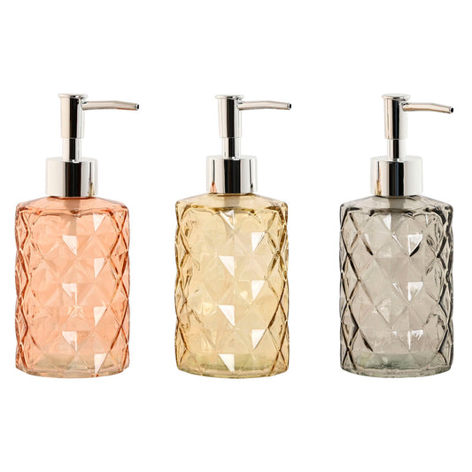 Soap Dispenser Home ESPRIT Yellow Grey Amber Silver Crystal ABS 320 ml 7,5 x 7,5 x 17,5 cm (3 Units)