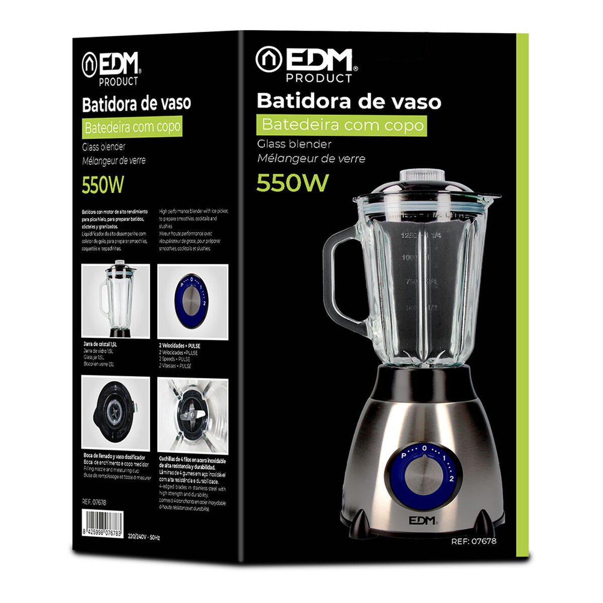 Cup Blender EDM Black 550 W 1,5 L