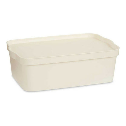 Storage Box with Lid Cream Plastic 14 L 29,5 x 14,3 x 45 cm