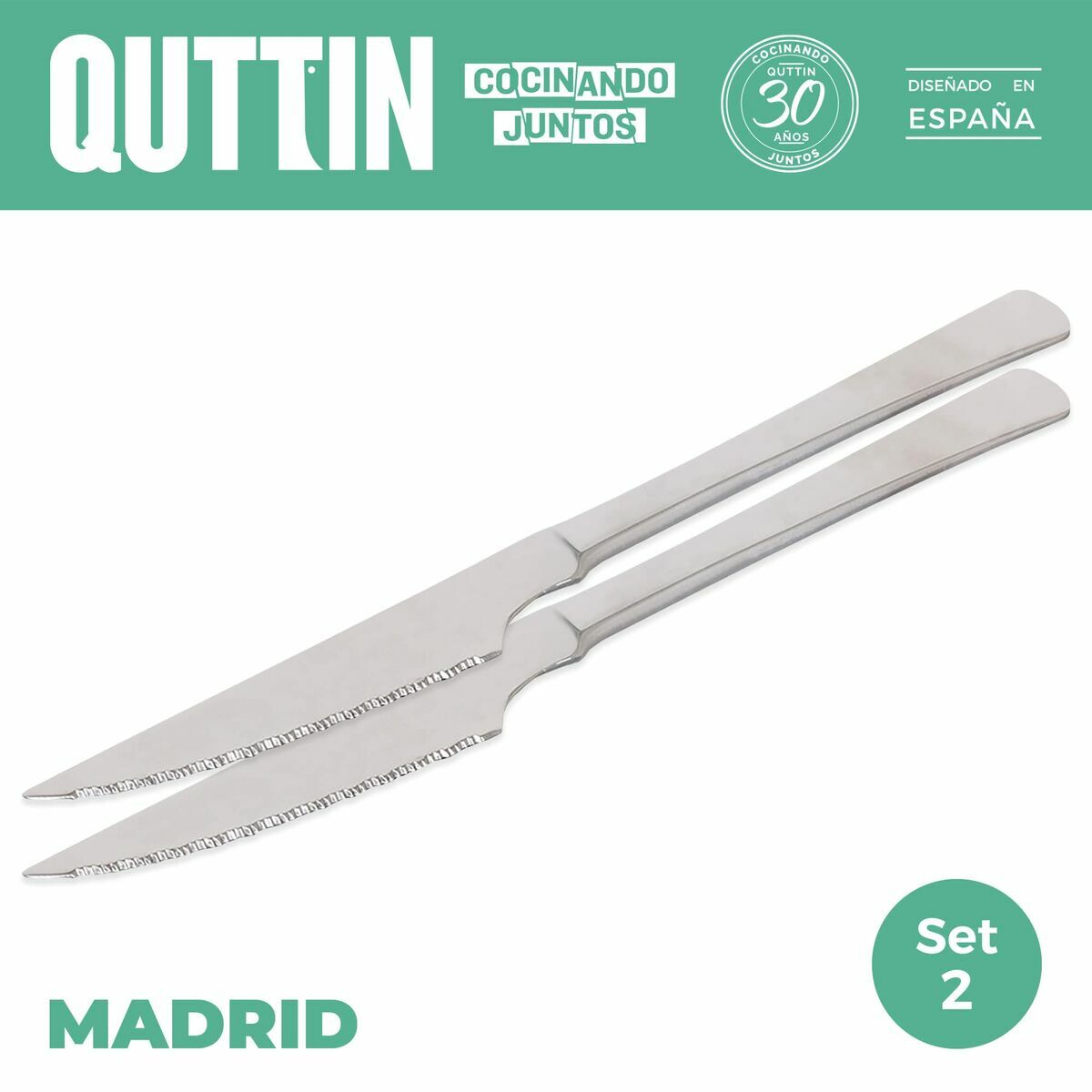 Set di Coltelli per Carne Madrid Quttin Madrid (21 cm) 21 x 2 cm 2 Pezzi (2 Unità)