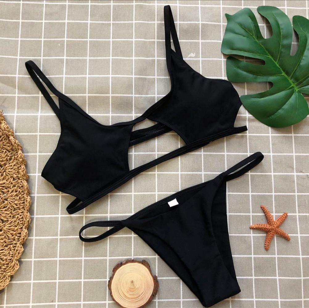 Acquista 2021 Costume da bagno bikini sexy a vita alta da donna con volant a righe
