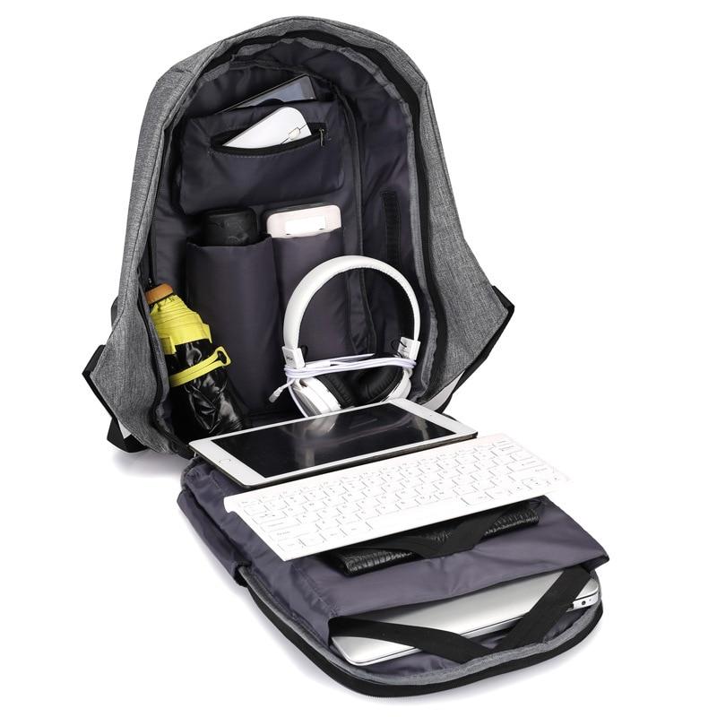 Borsa antifurto da uomo Zaino per laptop Zaino da viaggio Carica USB College