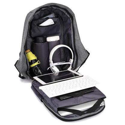 Borsa antifurto da uomo Zaino per laptop Zaino da viaggio Carica USB College