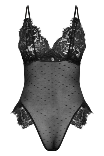 Lingerie orsacchiotto in rete di pizzo nero