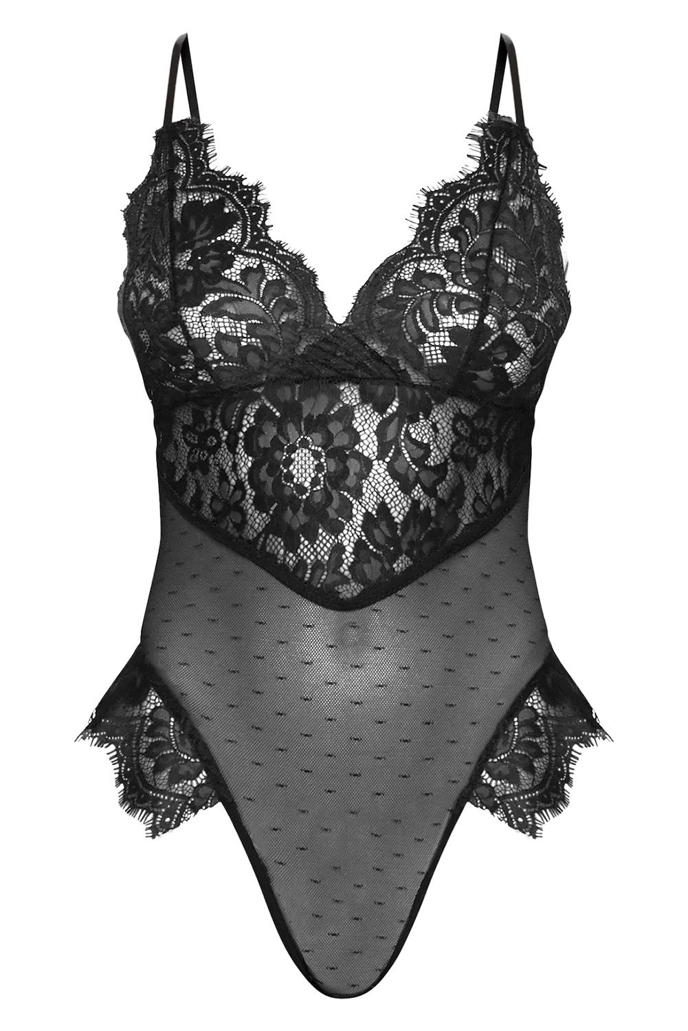 Lingerie orsacchiotto in rete di pizzo nero