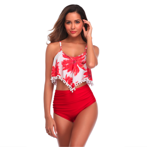 Set Tankini con palma rossa