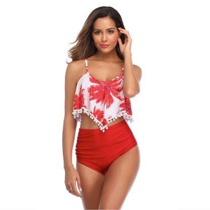 Set Tankini con palma rossa