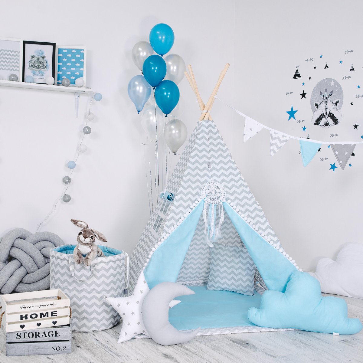 Child's Teepee Set Blue Nap